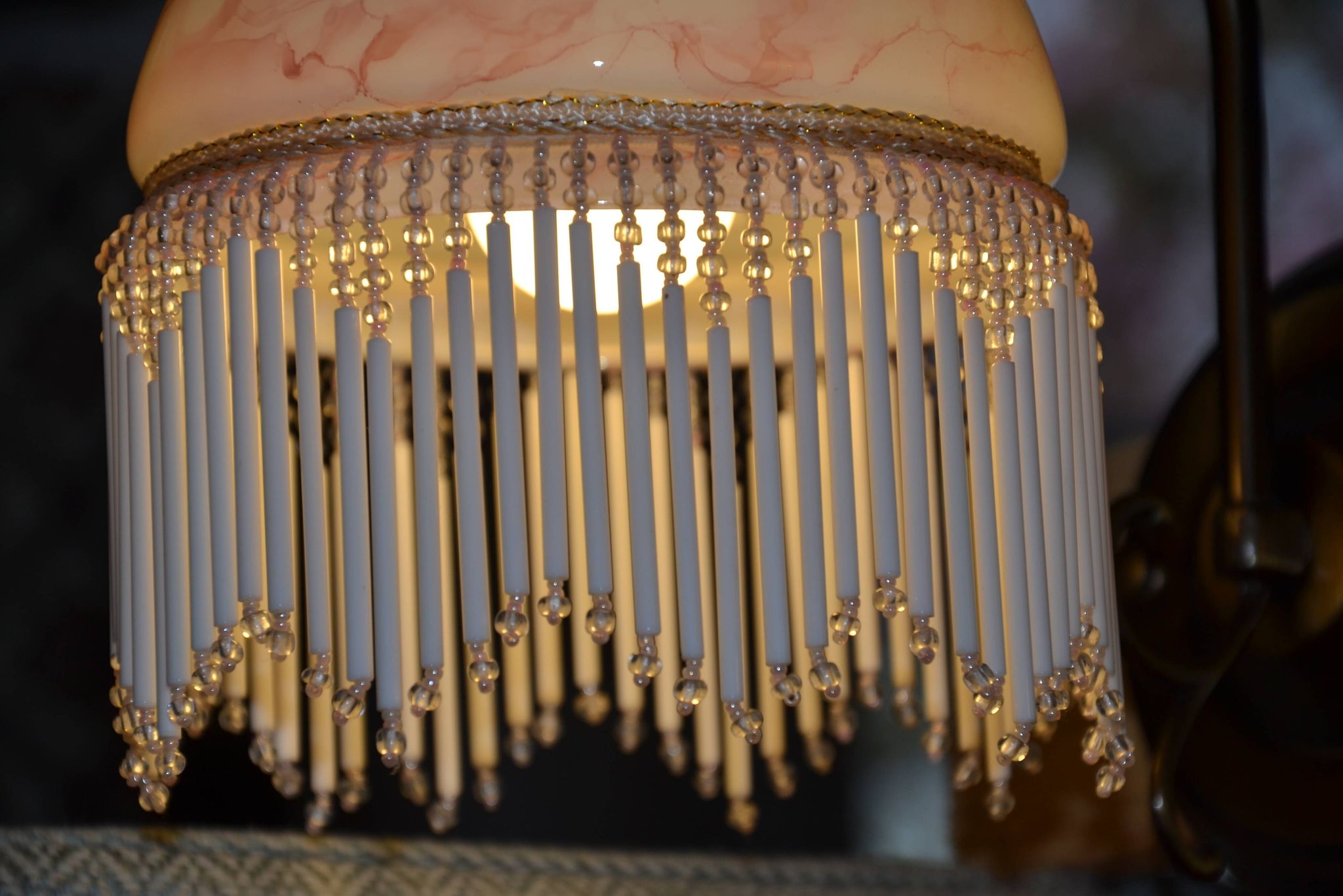 Opaline wall light with ceramic and glass pendants