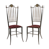 Paire vintage de chaises hautes en laiton de Chiavari, Italie Années 1950