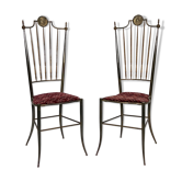 Vintage pair of Brass Tall Chairs from Chiavari, Italy 1950s