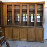 Large corner bookcase or pair of oak bookcases