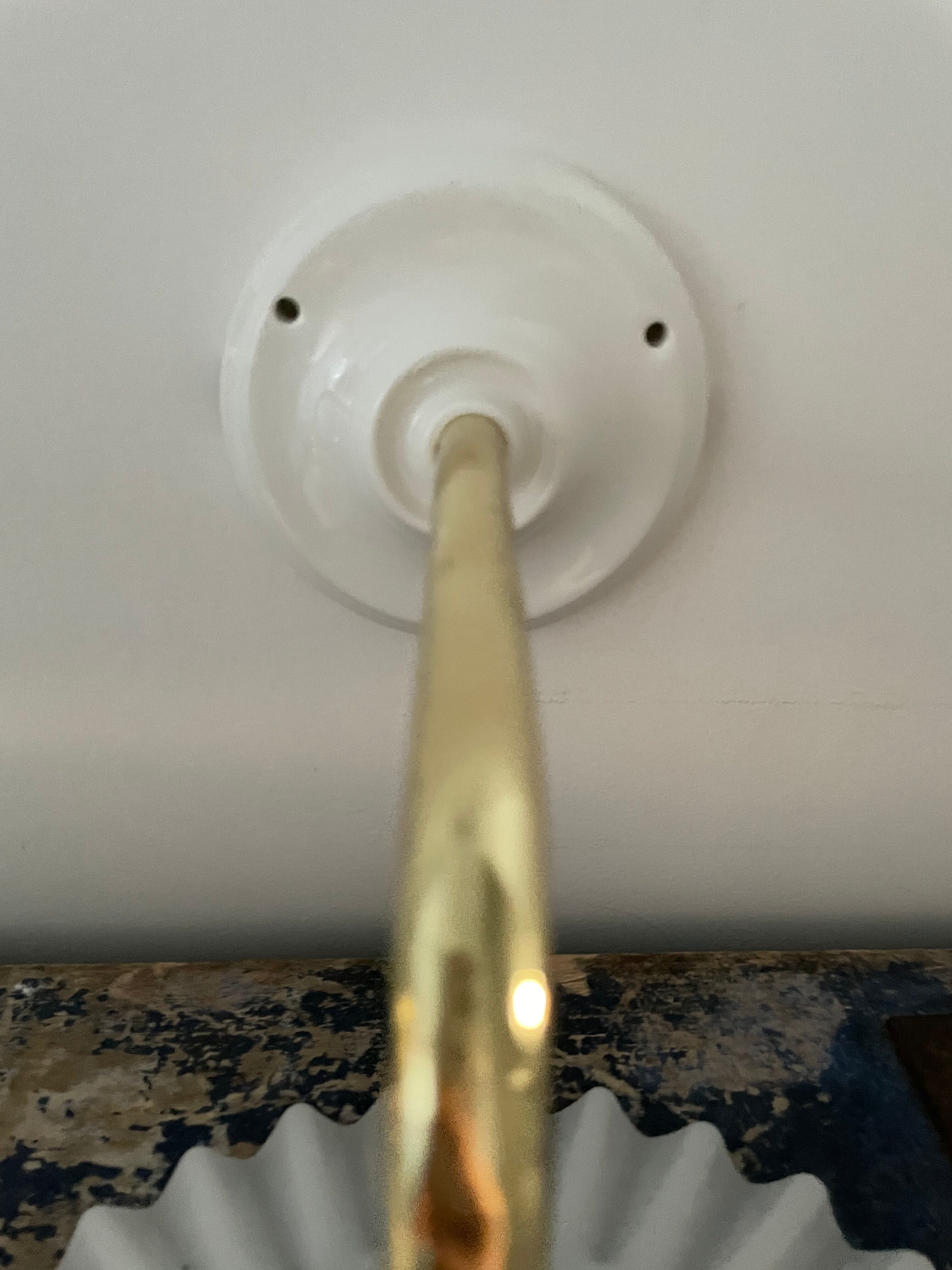 Set of two vintage white opaline wall lamps electrified to nine