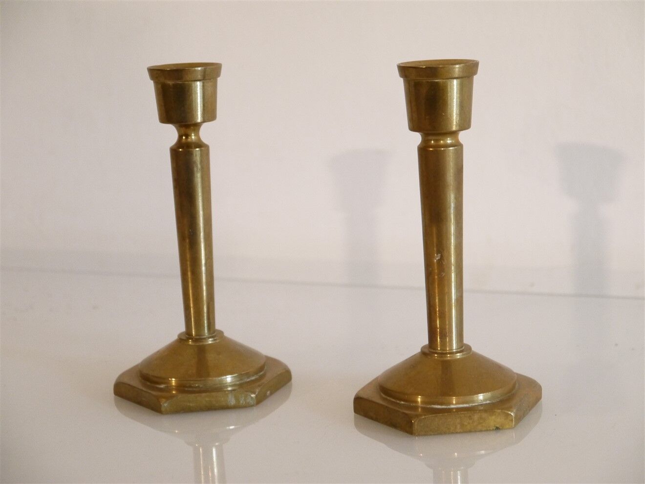 Pair of Scandinavian brass candle holders