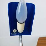 Lampe pince orientable bleue, flexible chrome, années 800, vintage