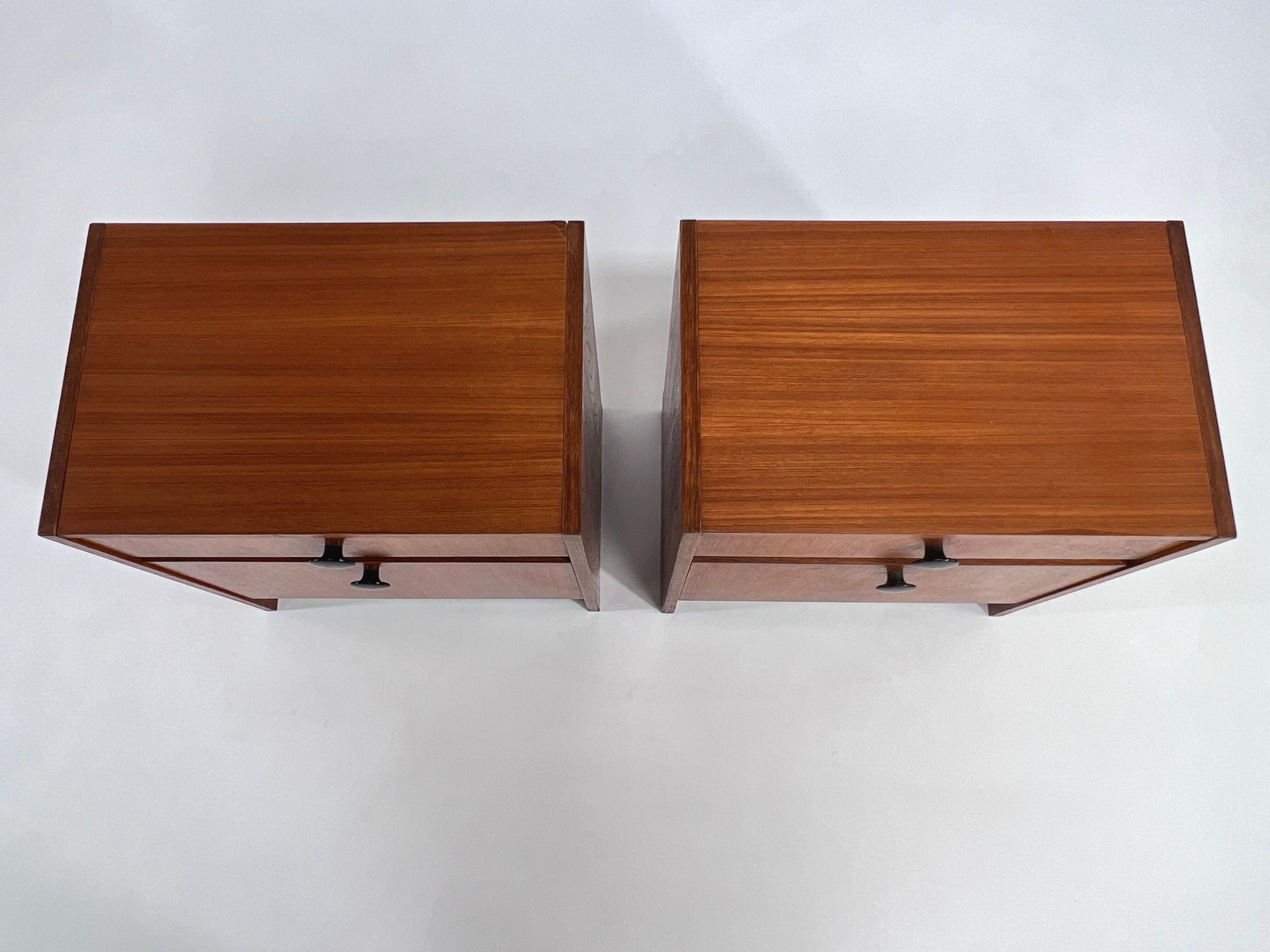 Pair of bedside table in teak and black lacquer design 60s