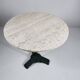 Vintage travertine bistro/dining table, solid metal base. (A)