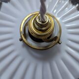 Old hanging lamp in white pleated opaline Art Deco 1930 Ø 25 cm