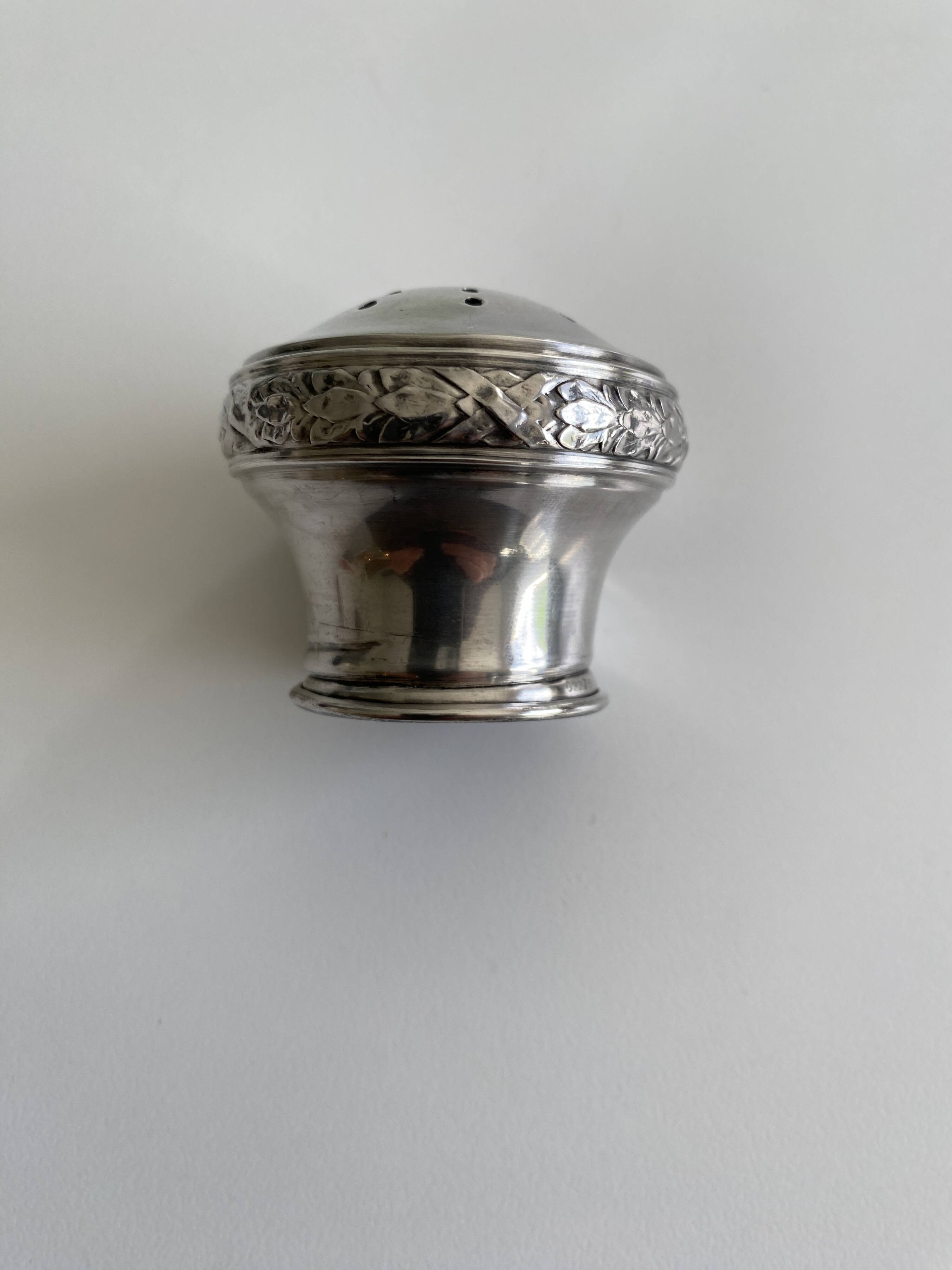 Antique crystal and silver sugar shaker