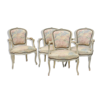 4 convertible armchairs in leached wood