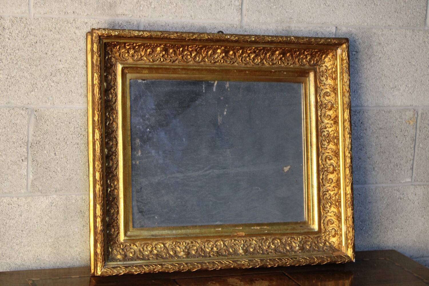 Antique,19th-century, gilt-framed wood wall mirror, Napoleon Ill