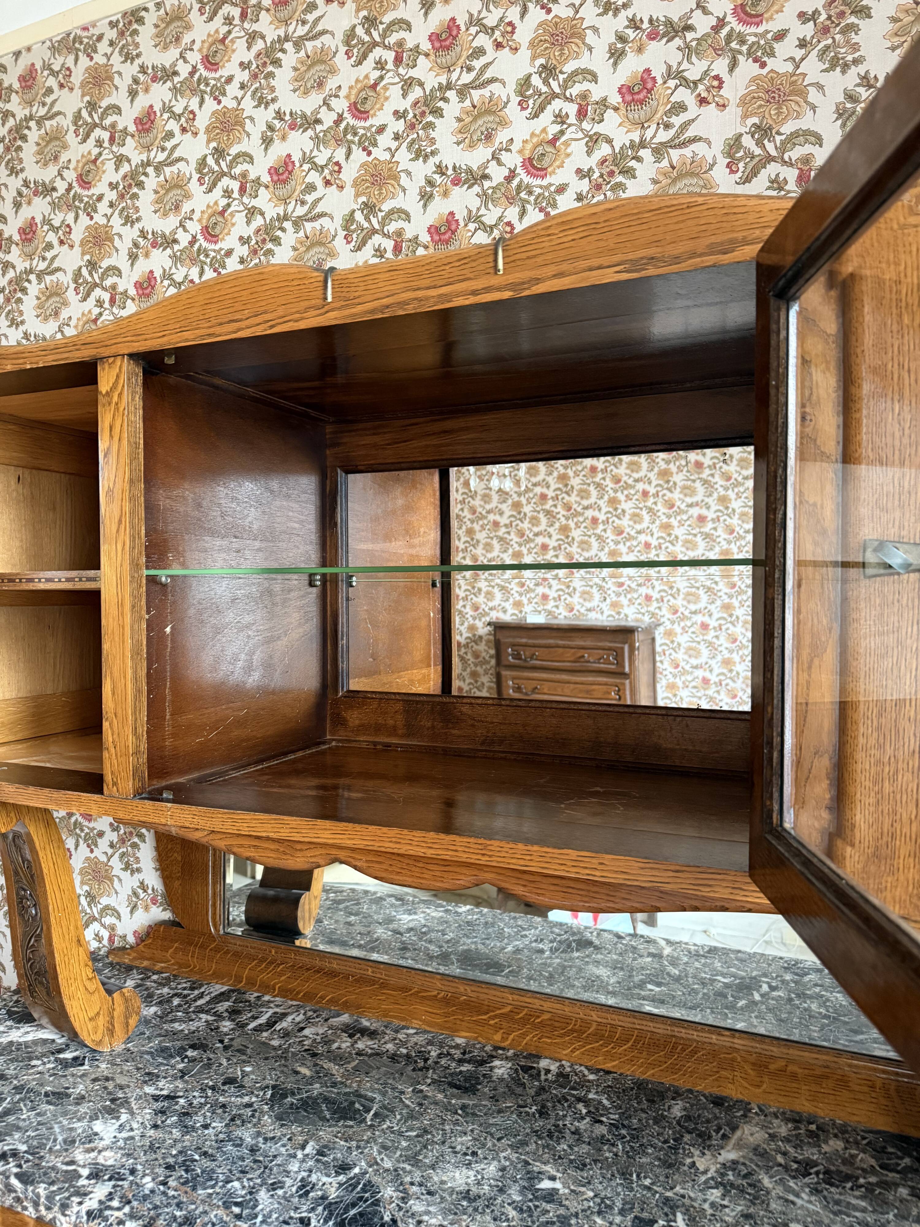 Buffet sideboard solid wood marble stone