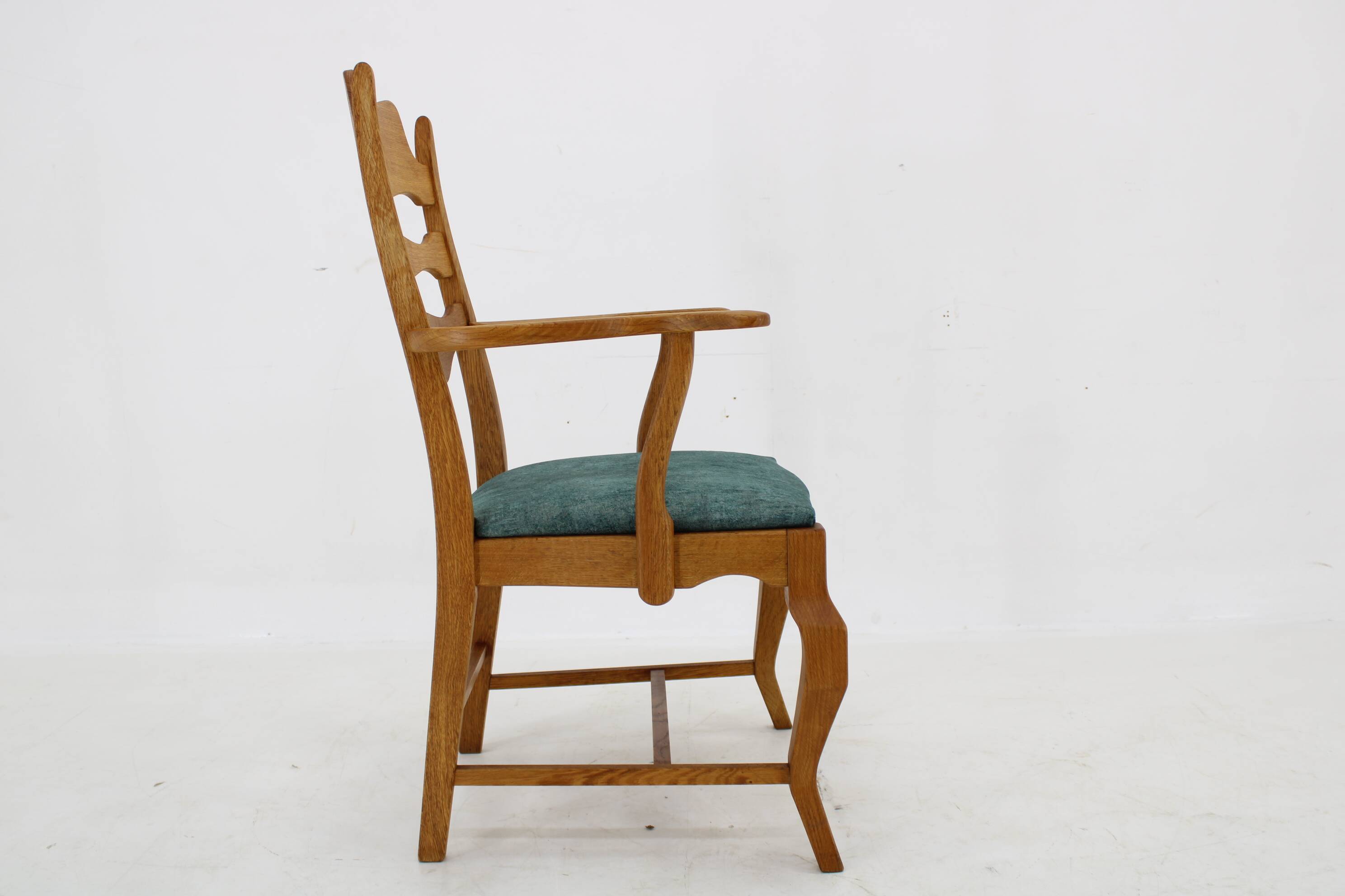 1960s Henning Kjærnulf Razorblade armchair in solid oak for EG Møbler, Denmark