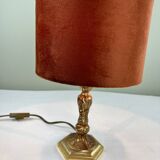 Brass and velvet lamp