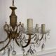 Brass chandelier with crystal drops