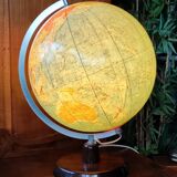 Ancien globe terrestre lumineux mappemonde en verre