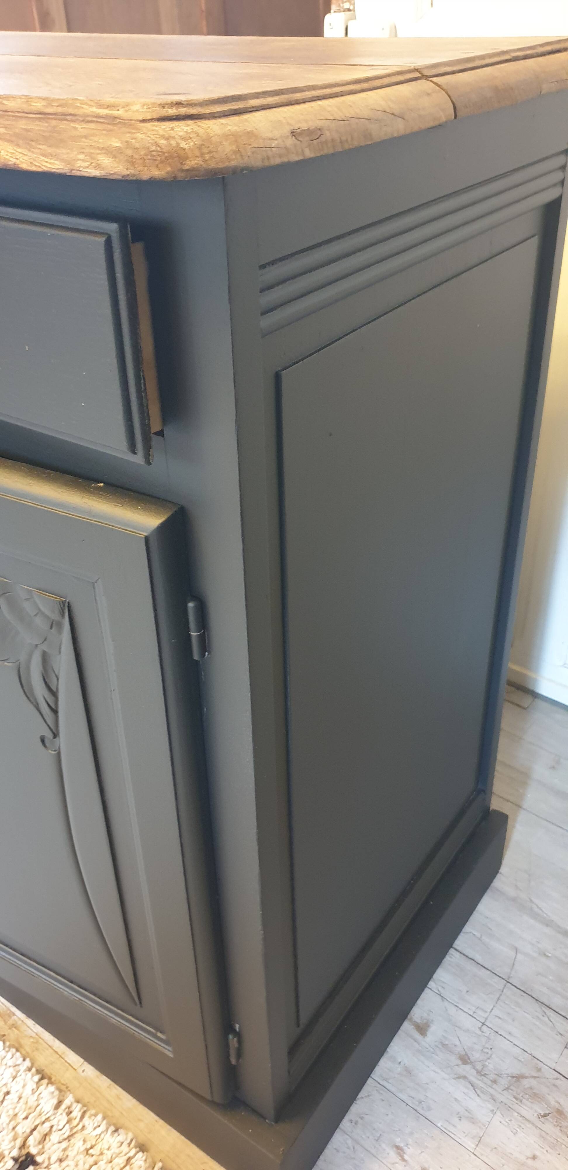 Buffet noir en bois massif