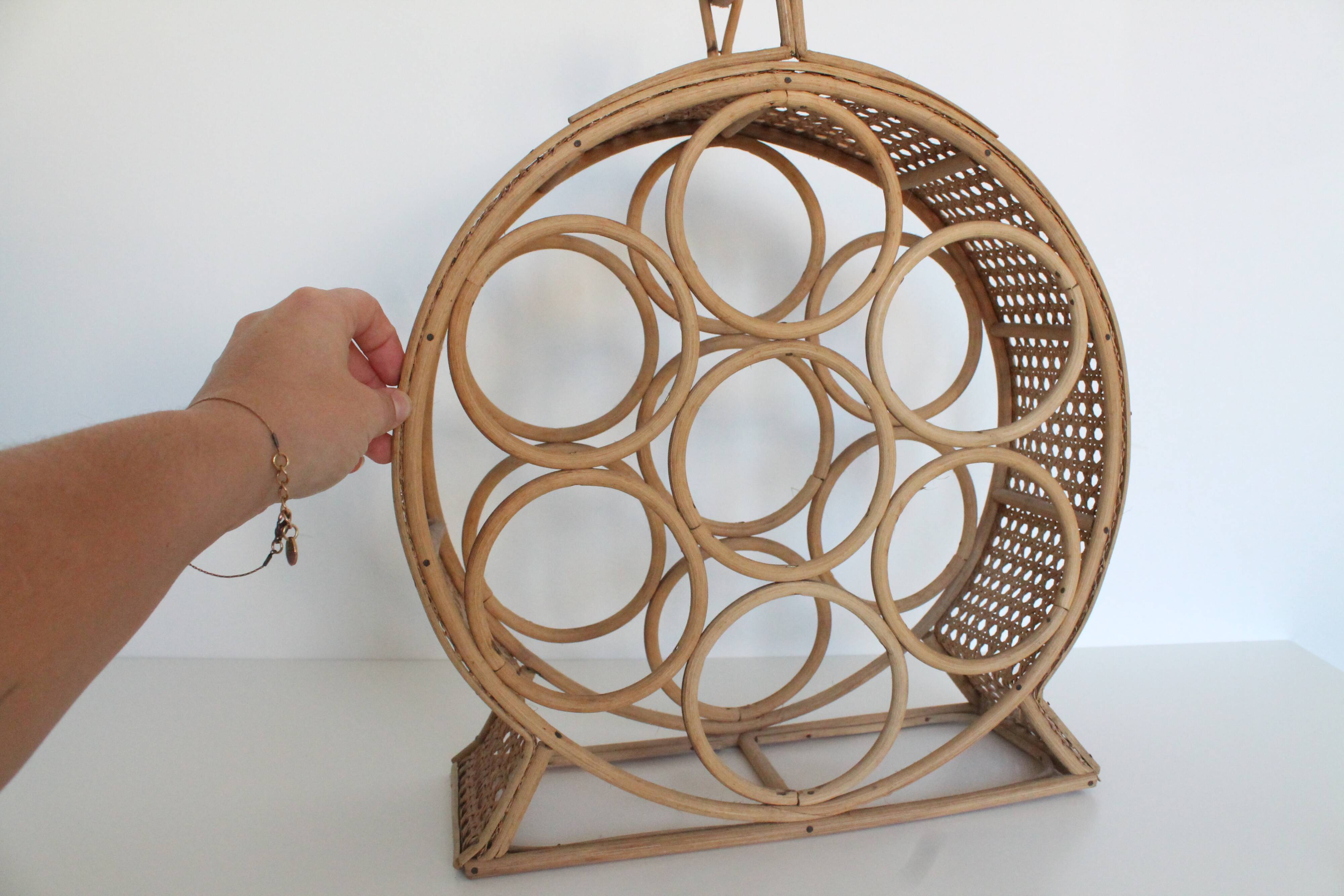 Wicker and rattan bottle holder
