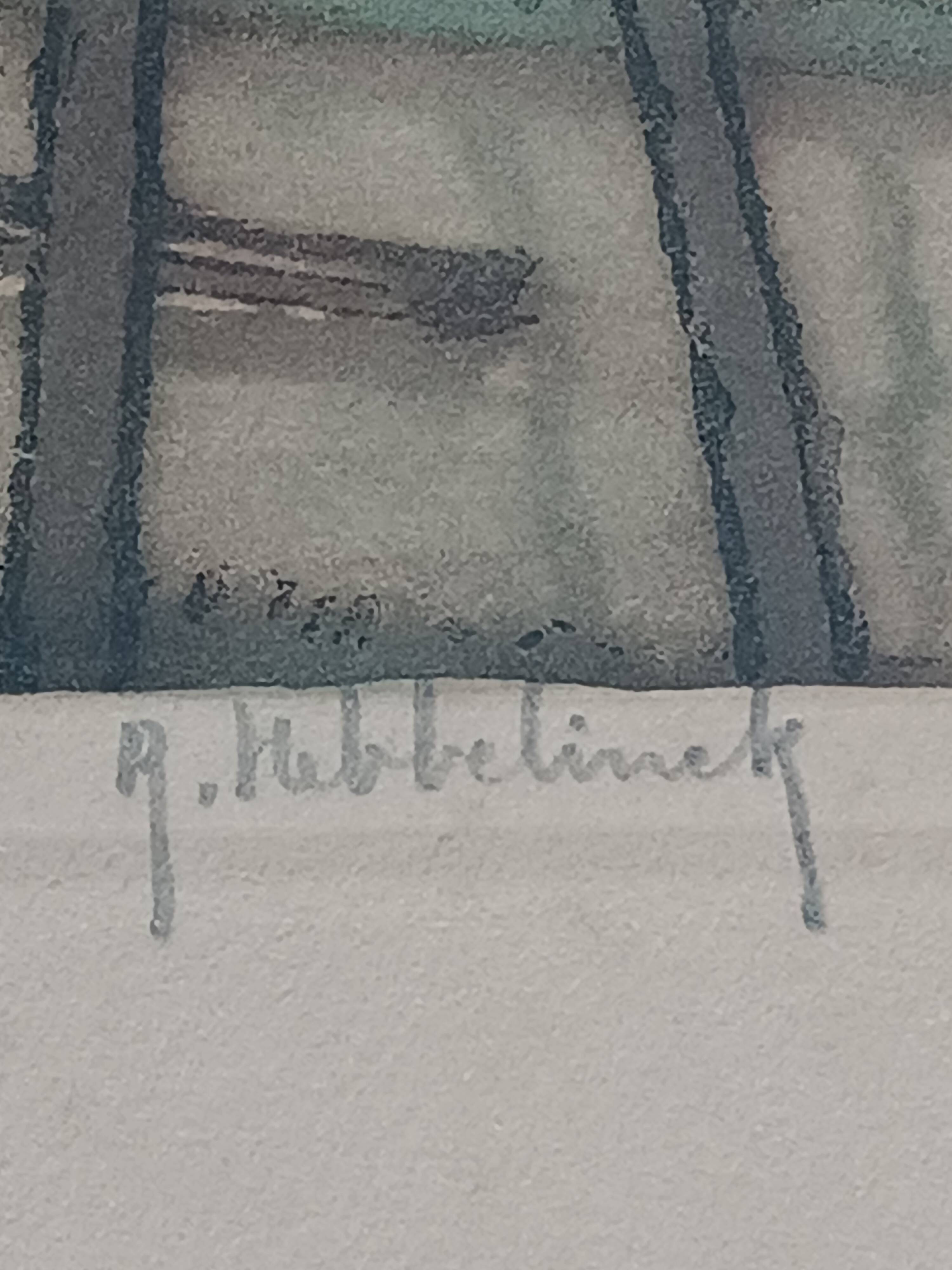 Roger hebbelinck landscape original lithograph signed and numbered 11/350