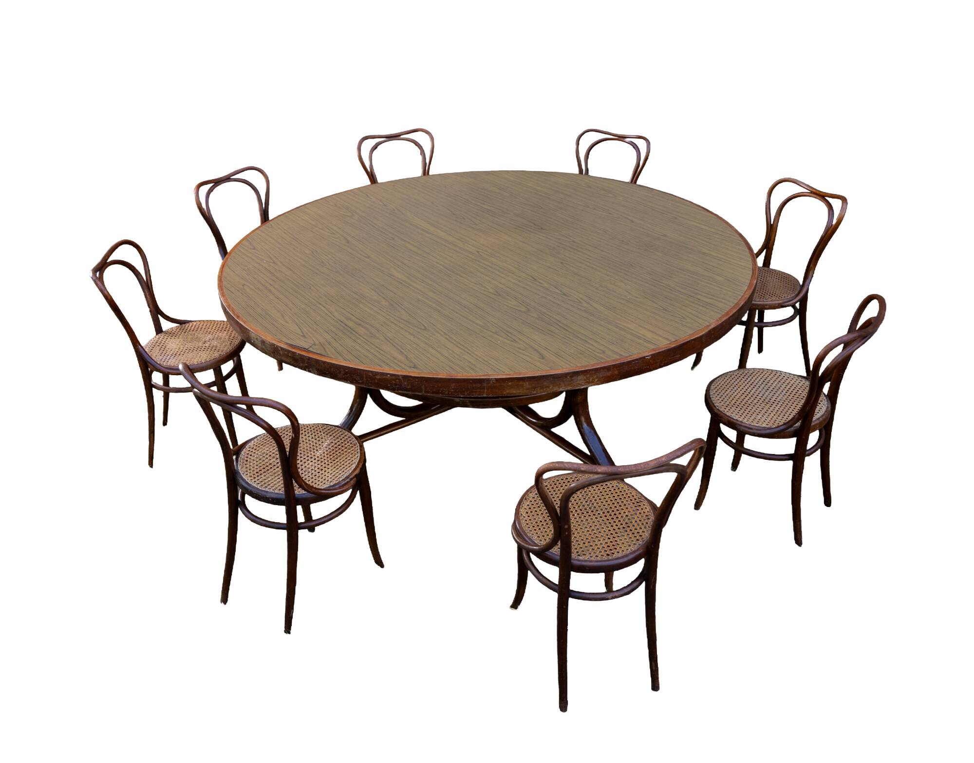 8 chaises et table en bois cintré, Empire Austro-Hongrois années 1900-1930