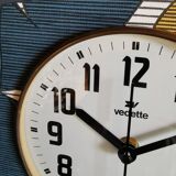 Vintage clock silent rectangular wall clock "Vedette bleu blanc ochre"