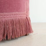 Vintage toad armchair in pink velvet with fringes, 50s/60s