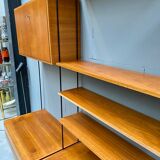 Mid century german teak floating wall unit by Dieter Hilker for Omnia, 1960s