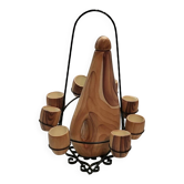 Liqueur service Vallauris ceramic faux wood