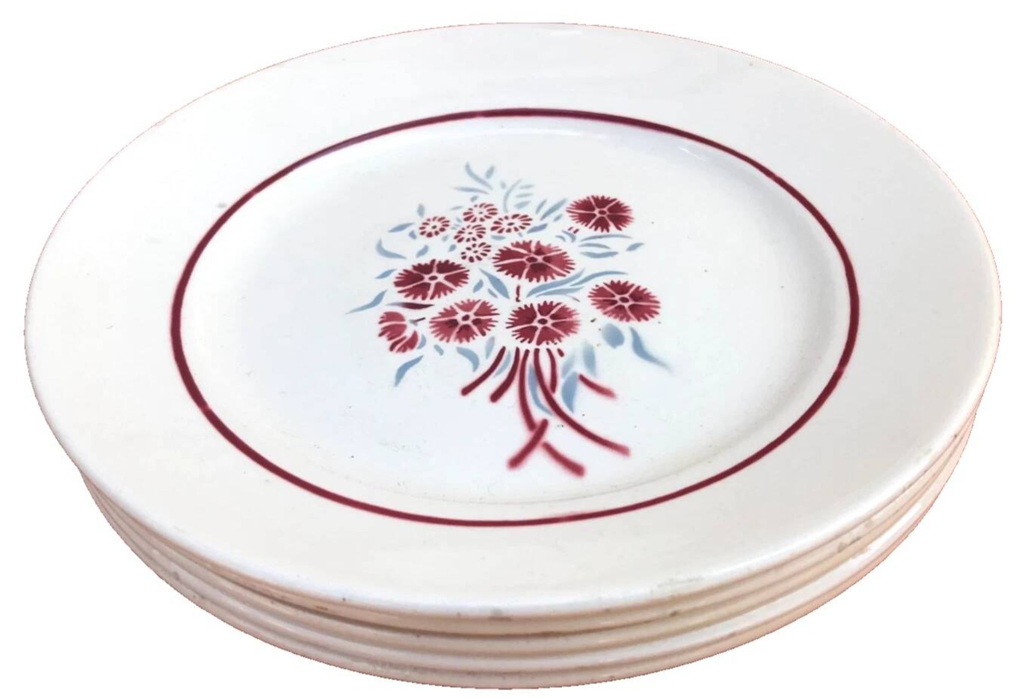 Années 1900 5 assiettes plates Badonviller Fenal  décor Francine
