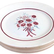 Années 1900 5 assiettes plates Badonviller Fenal  décor Francine