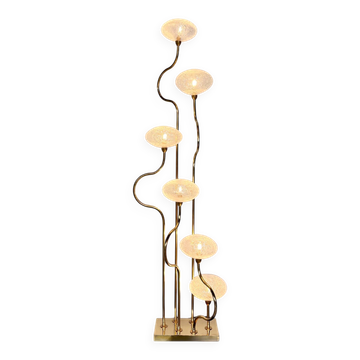 Contemporary Floor Lamp, Brass and Glass, Italy