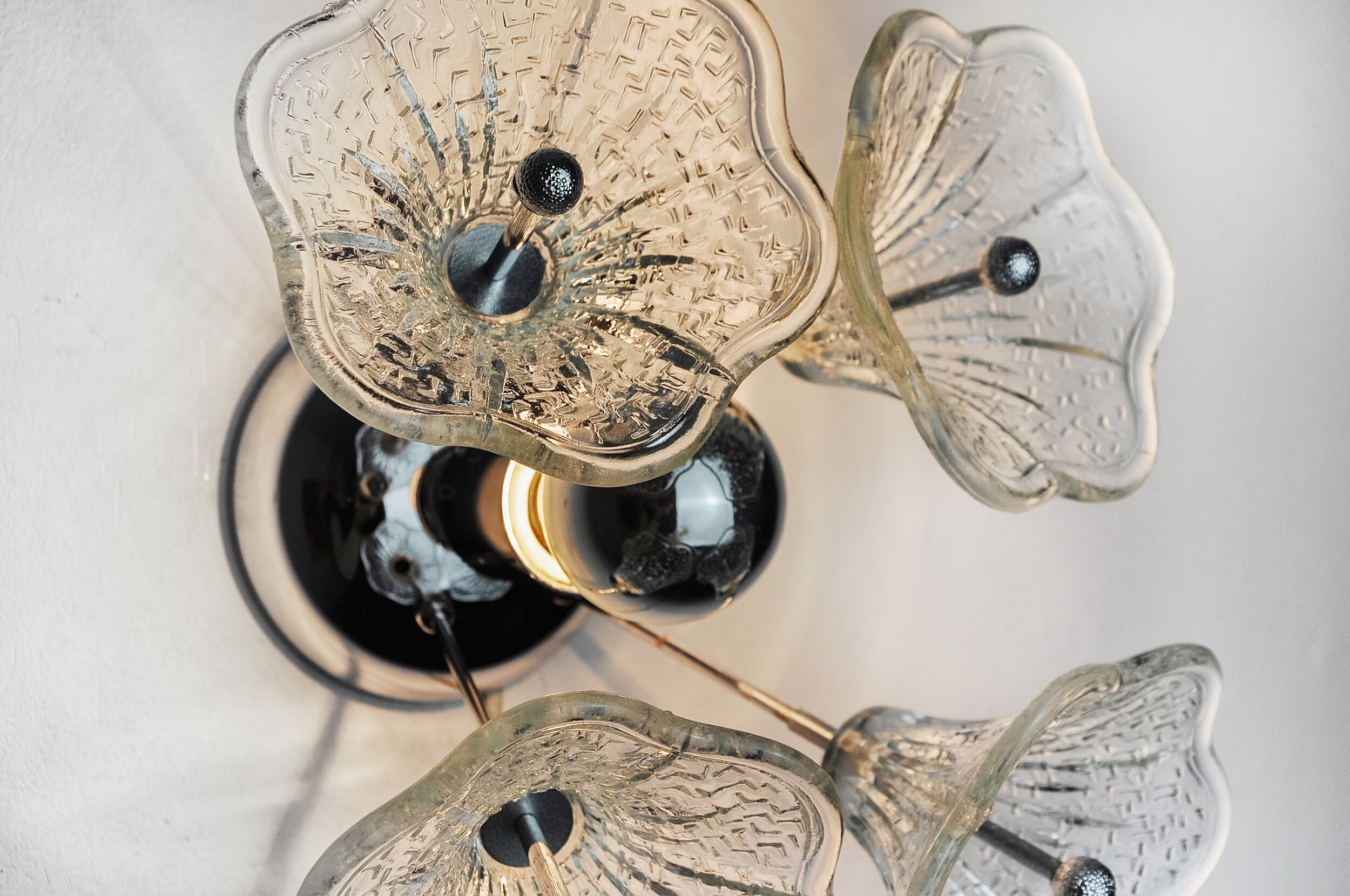 Wall lamp sputnik flowers, murano glass, italy, 1970