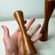 Lot de 2 bougeoirs scandinave diabolo en teck - design danois années 70