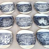 9 different enameled lava plates, 50s/60s signed gd orlat