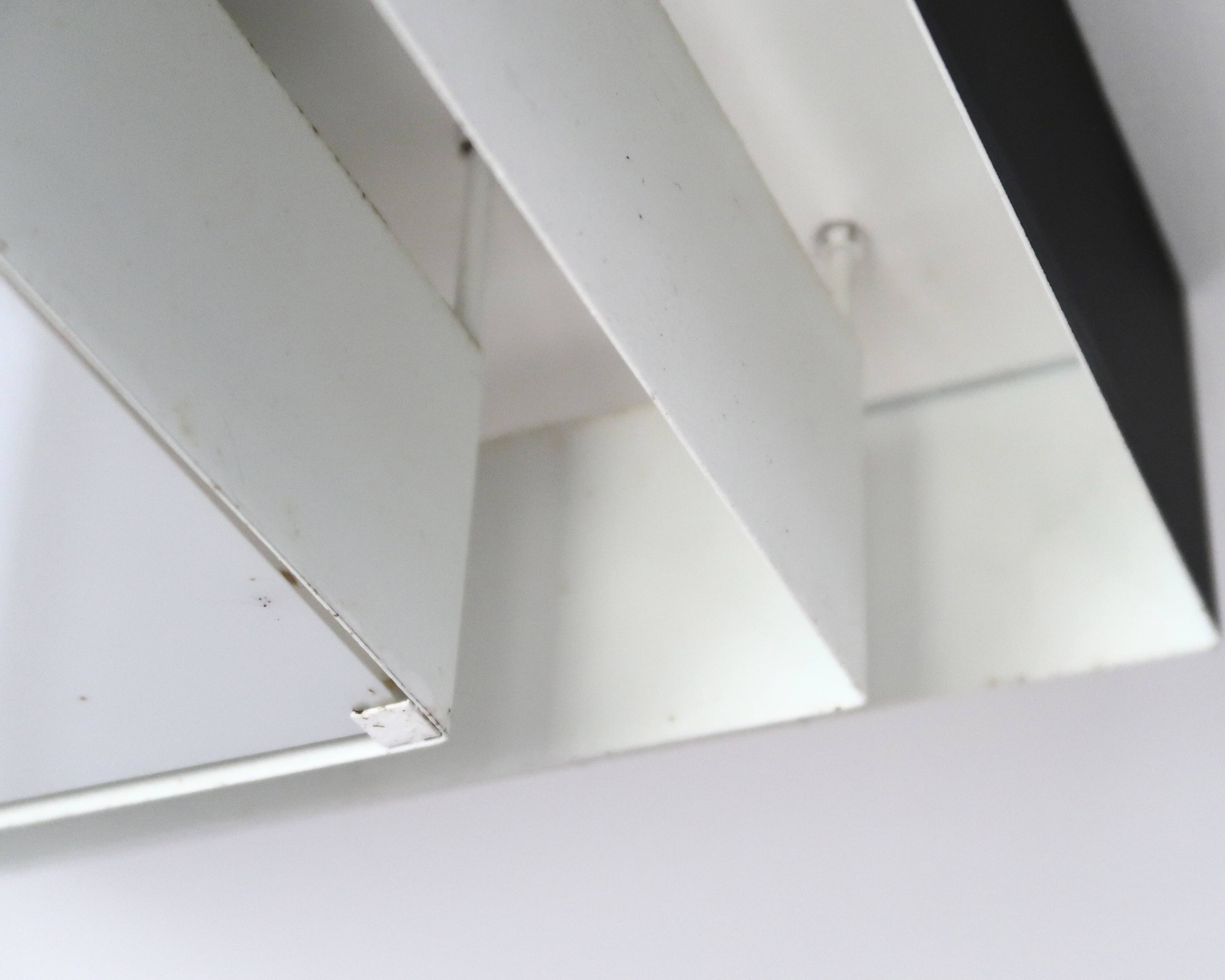 Ziggurat ceiling light Raak Amsterdam in black and white metal, 1960s.