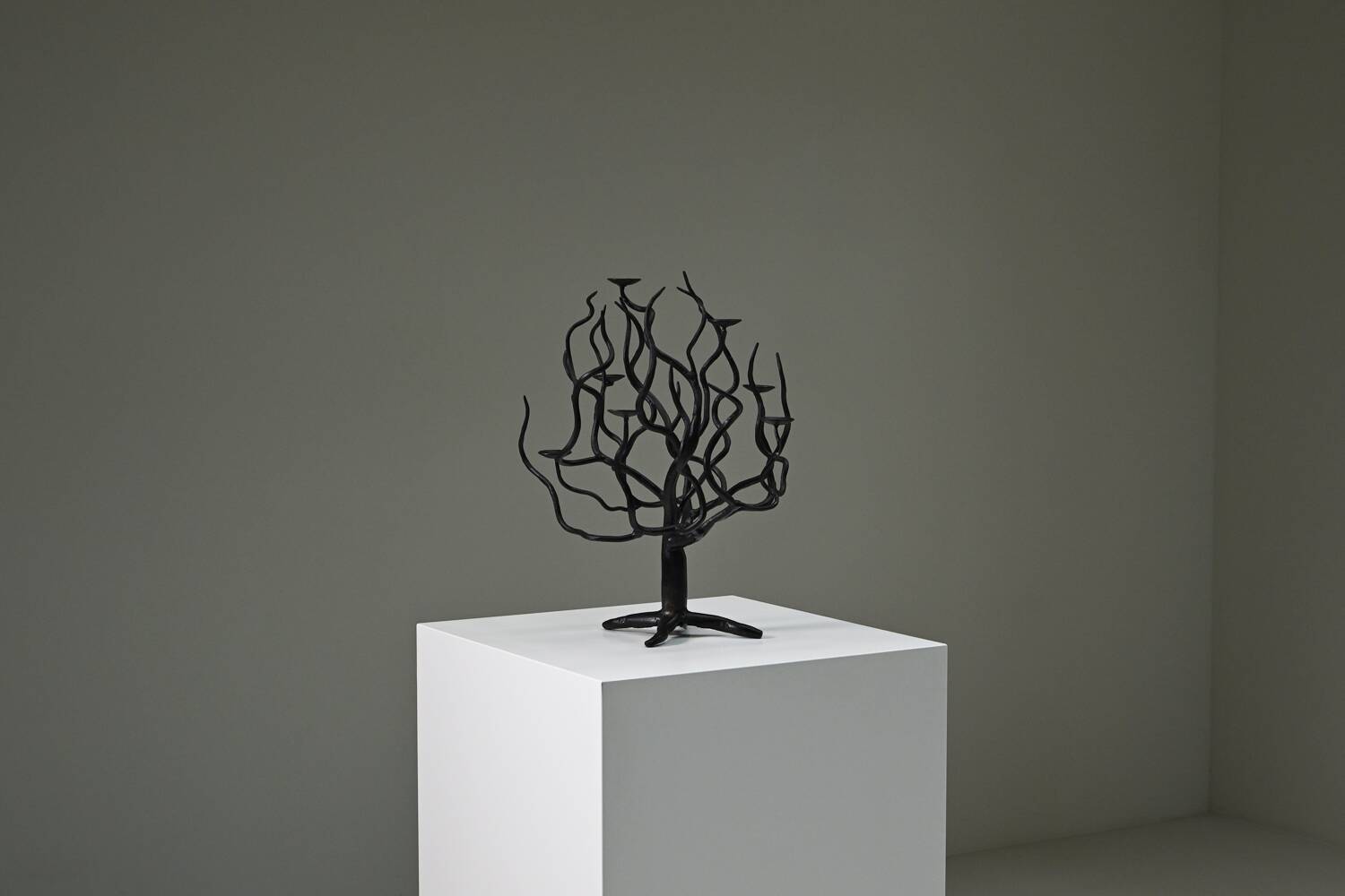 Black brutalist tree candle holder “tree of life” 1970s.