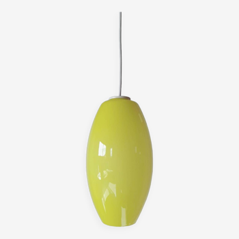 Suspension en verre jaune citron 70s