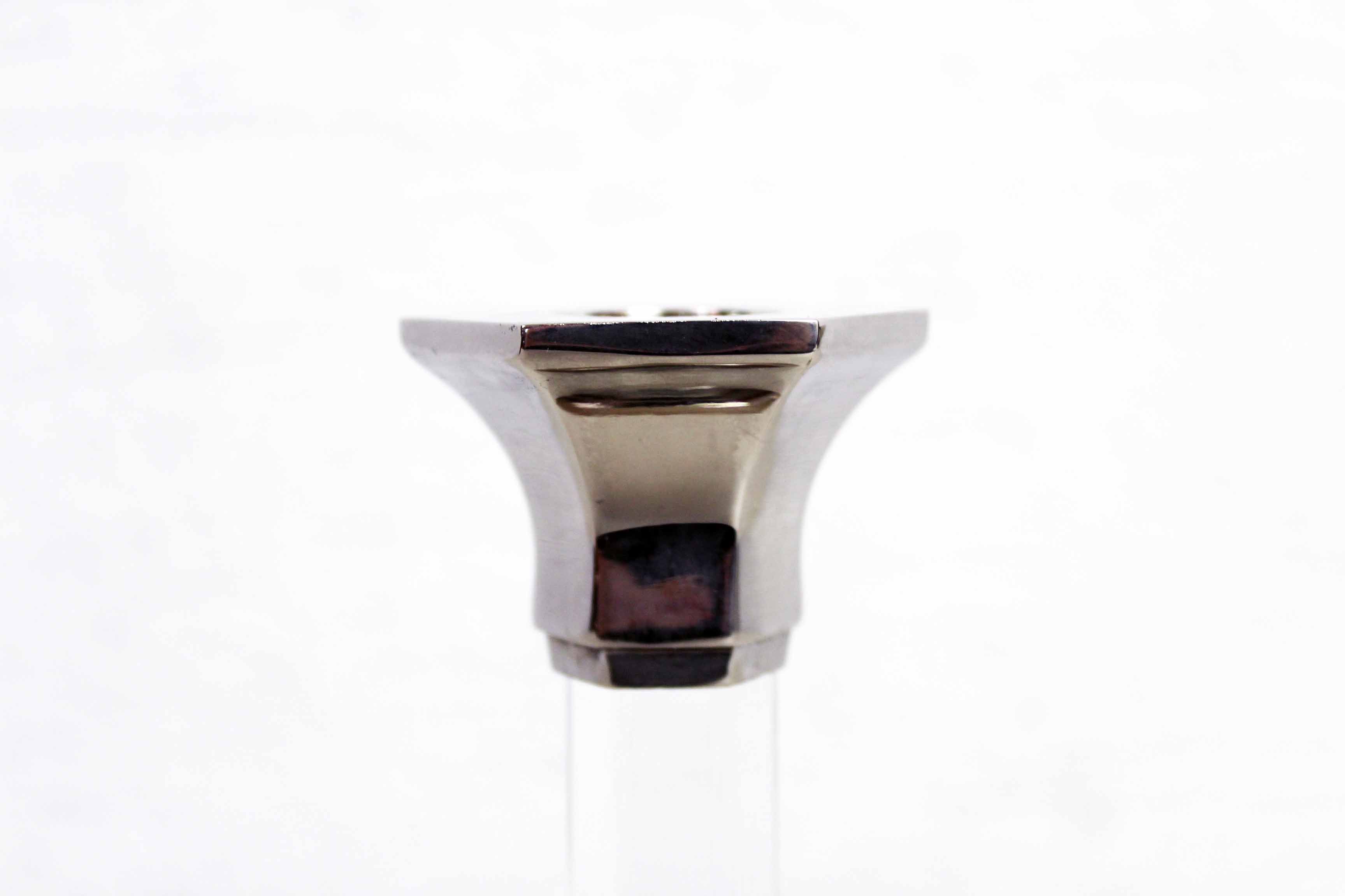 Duo of candlesticks in lucite and silver metal