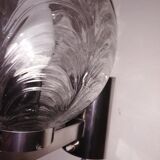 Pair of wall lamps 70 Italy chrome and pressed molded glass