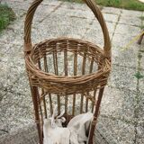 Wicker bread basket with removable cove and house