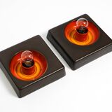 Two beautiful original 1970s Space Age ceramic wall lamps