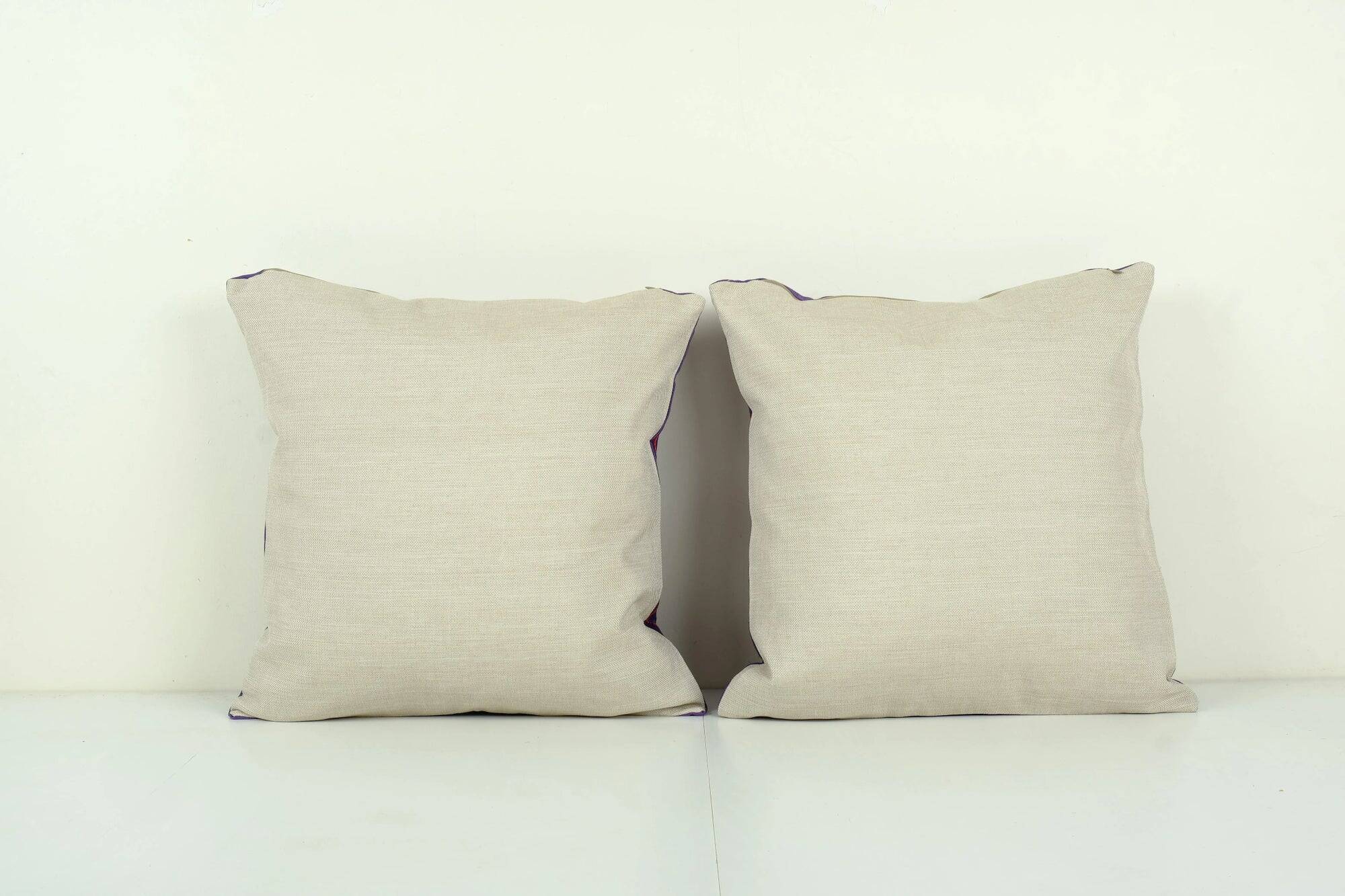 Set of 2 vintage embroidered cushion covers 48x48 cm