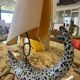 Ceramic table lamp in the shape of a boat from Vallauris.