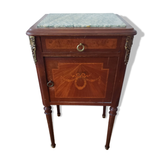 Louis XVI marquetry bedside table late 19th century