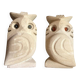 Pair of stone owl sculptures, vintage owl, owl lamp signed