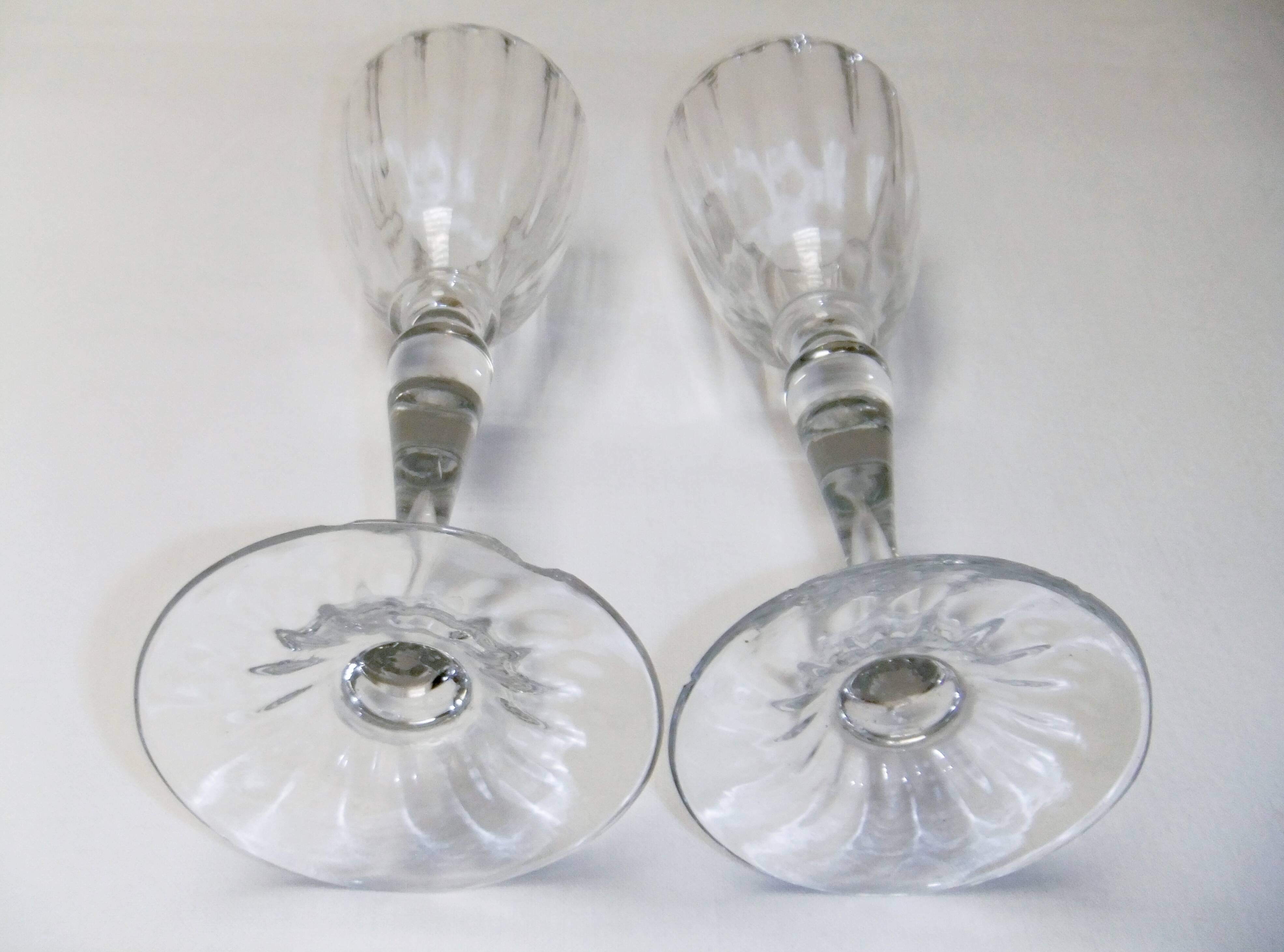 Old wine glass Daum Nancy crystal ribbed tableware