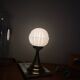 Vintage Art Deco modernist lamp with blue opaline glass and brass.