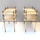 Pair of Nightstands / Console Tables with Marble Tops and Brass Legs, Italy