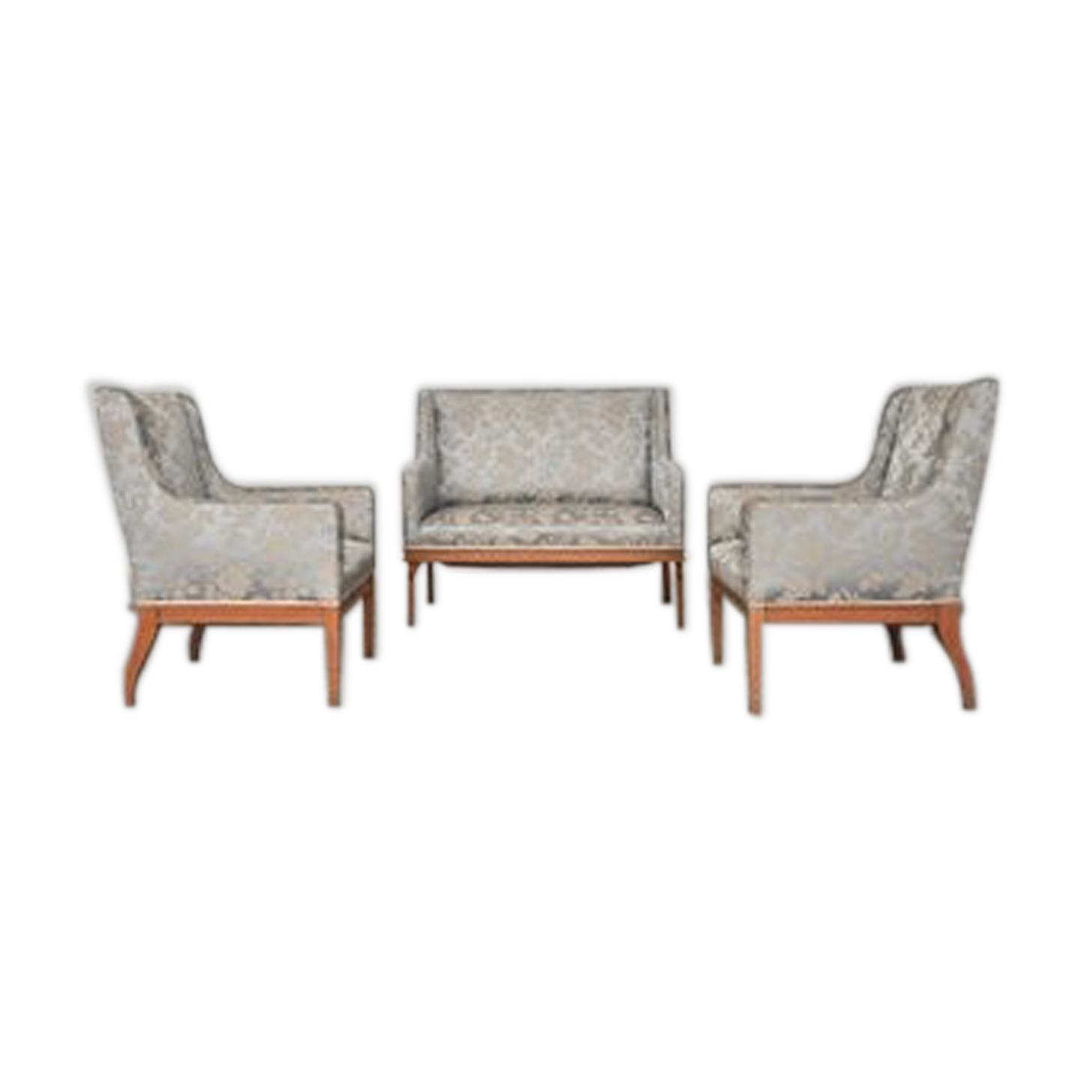 Vintage ash sofa & chairs set, 1930