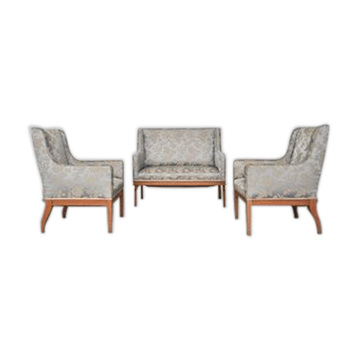 Vintage ash sofa & chairs set, 1930