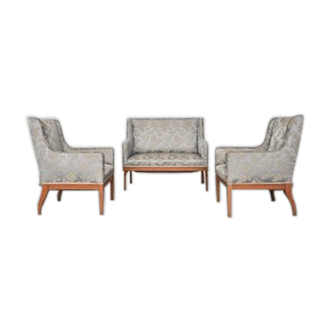 Vintage ash sofa & chairs set, 1930