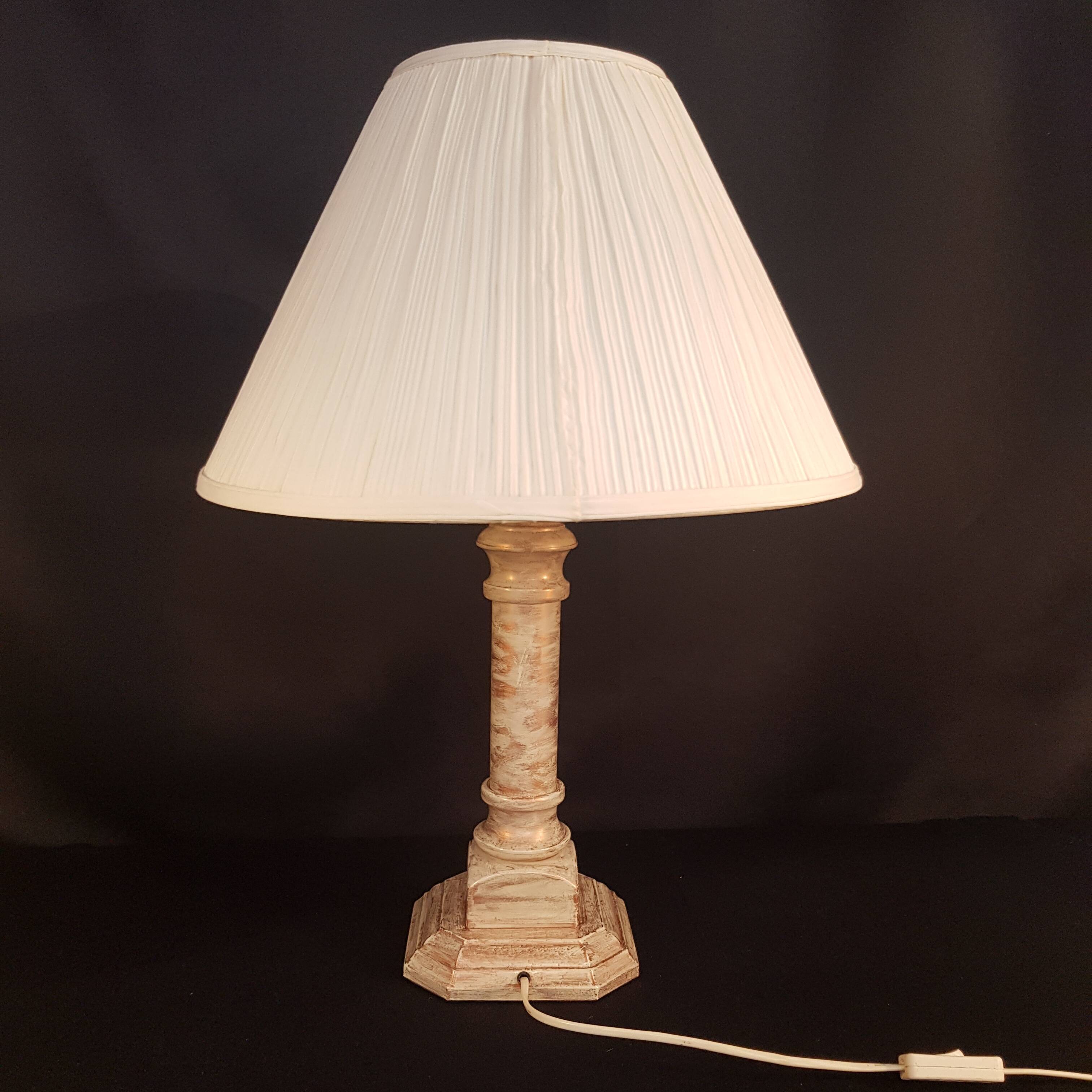 Metal table lamp and pleated lampshade